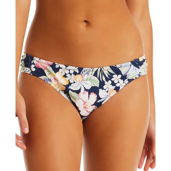 Jessica Simpson Bikini Bottom Stranded in Paradise Ruched Hipster Swimwear M - Picture 1 of 5